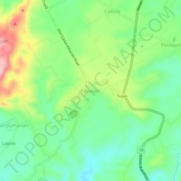 Topografische Karte Kiburiao, Höhe, Relief