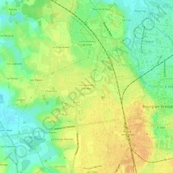 Topografische Karte Les Grandes Cadalles, Höhe, Relief