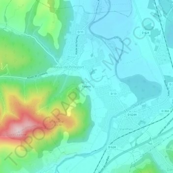 Topografische Karte Fourtic, Höhe, Relief