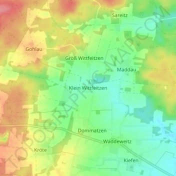 Topografische Karte Klein Wittfeitzen, Höhe, Relief