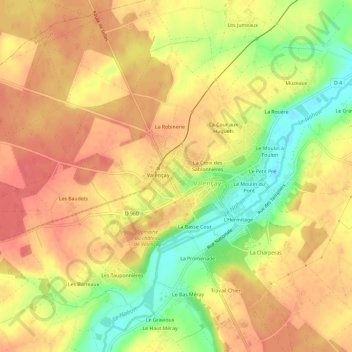 Topografische Karte Le Champ Bourgoin, Höhe, Relief