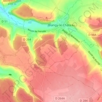 Topografische Karte La Grande Pièce, Höhe, Relief