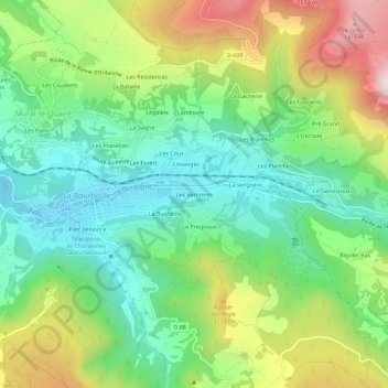Topografische Karte Les Vernières, Höhe, Relief