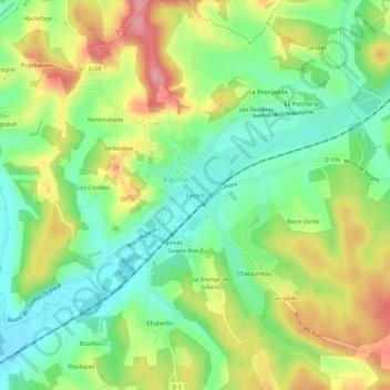 Topografische Karte Fayard, Höhe, Relief