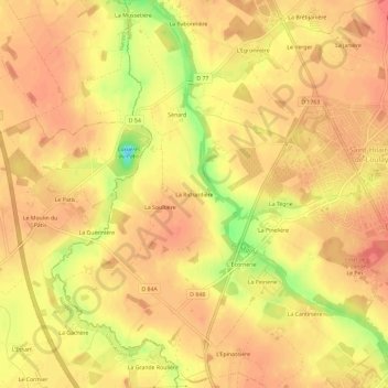 Topografische Karte La Richardière, Höhe, Relief