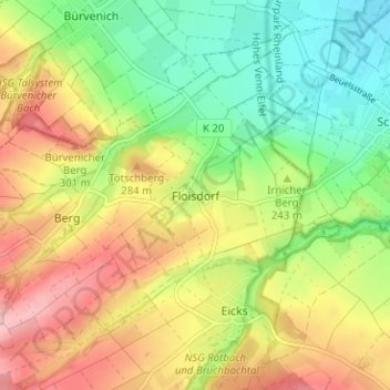 Topografische Karte Floisdorf, Höhe, Relief