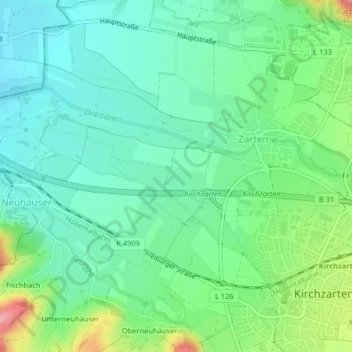 Topografische Karte Dreisamtal, Höhe, Relief