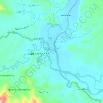 Topografische Karte Halapitan, Höhe, Relief