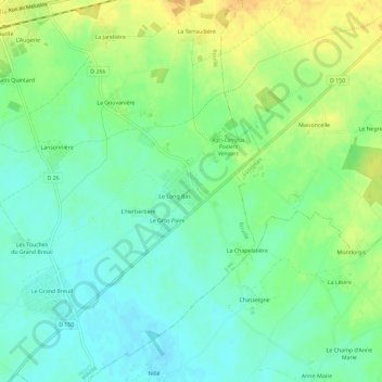 Topografische Karte Venours, Höhe, Relief