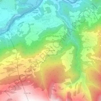 Topografische Karte Uf der Halda, Höhe, Relief