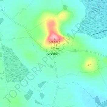 Topografische Karte Croghan, Höhe, Relief