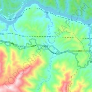 Topografische Karte 茶镇, Höhe, Relief