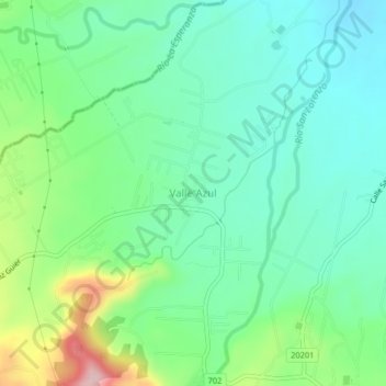 Topografische Karte Valle Azul, Höhe, Relief