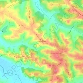Topografische Karte Le Pas de Vent, Höhe, Relief