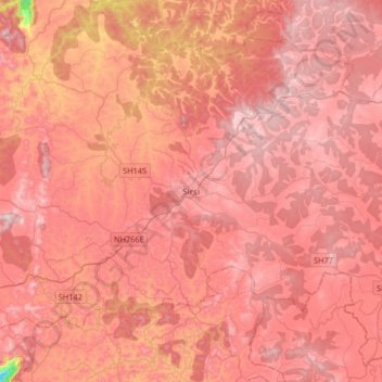 Topografische Karte Sirsi, Höhe, Relief