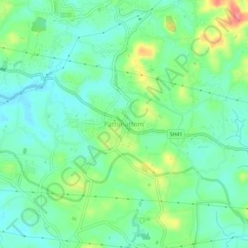 Topografische Karte Pattimattom, Höhe, Relief