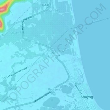 Topografische Karte Bunga, Höhe, Relief