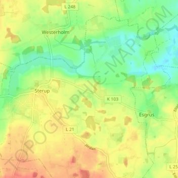 Topografische Karte Boltoft, Höhe, Relief