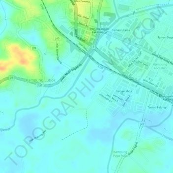 Topografische Karte Segamat District, Höhe, Relief