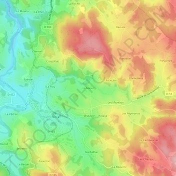 Topografische Karte Le Mazel, Höhe, Relief