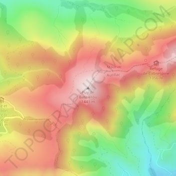 Topografische Karte Puy de Bassierou, Höhe, Relief