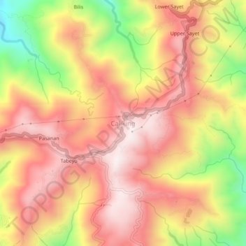 Topografische Karte Caliking, Höhe, Relief