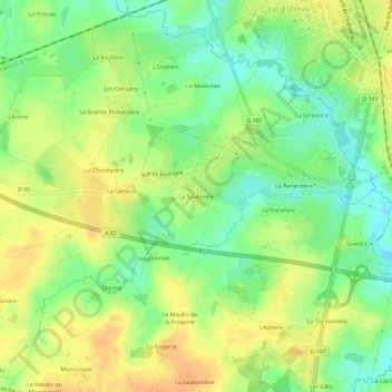 Topografische Karte La Soulinière, Höhe, Relief