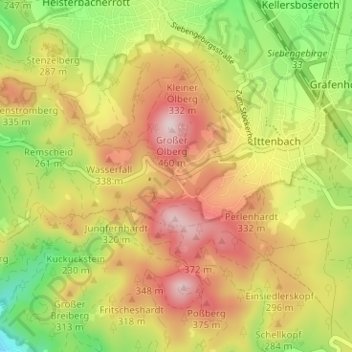 Topografische Karte Margarethenhöhe, Höhe, Relief
