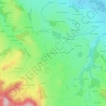 Topografische Karte Emmenried, Höhe, Relief
