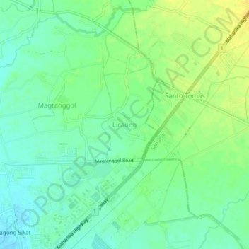 Topografische Karte Licaong, Höhe, Relief