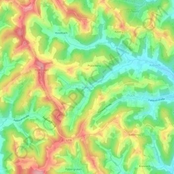 Topografische Karte Häusla, Höhe, Relief