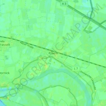 Topografische Karte Praest, Höhe, Relief