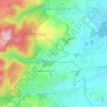 Topografische Karte Les Grosliers, Höhe, Relief