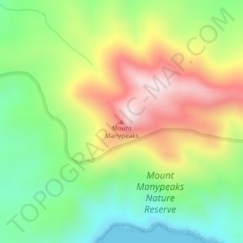 Topografische Karte Mount Manypeaks, Höhe, Relief