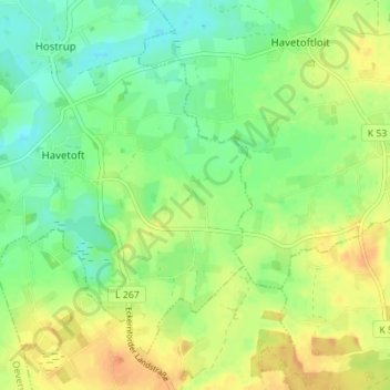 Topografische Karte Osterhavetoft, Höhe, Relief