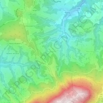 Topografische Karte Amstein, Höhe, Relief