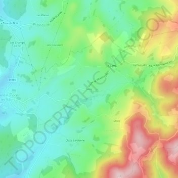 Topografische Karte Tussy, Höhe, Relief