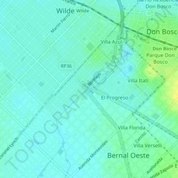 Topografische Karte Triángulo de Bernal, Höhe, Relief
