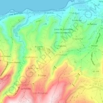 Topografische Karte Los Dolores, Höhe, Relief
