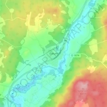 Topografische Karte Dalum, Höhe, Relief