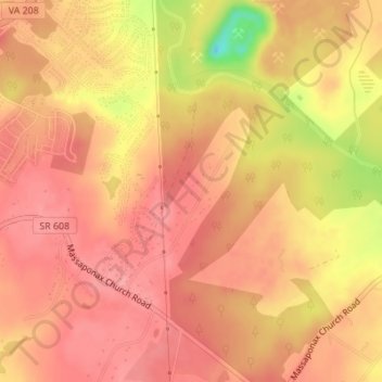 Topografische Karte WJYJ-FM (Fredericksburg), Höhe, Relief