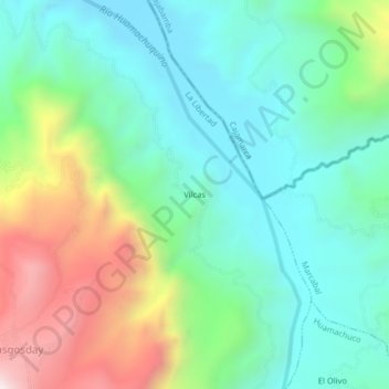 Topografische Karte Vilcas, Höhe, Relief