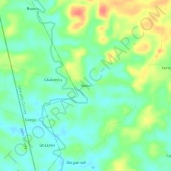 Topografische Karte Vomo, Höhe, Relief