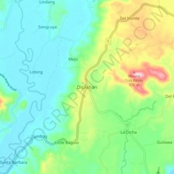 Topografische Karte Diplahan, Höhe, Relief