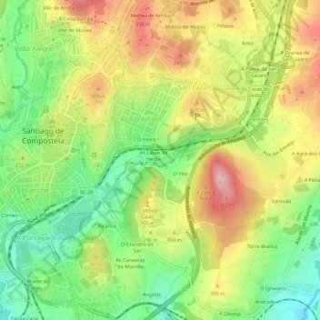 Topografische Karte A Ponte do Viso, Höhe, Relief