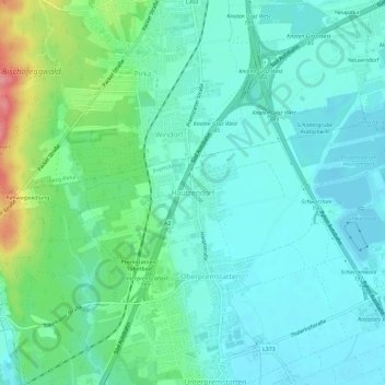 Topografische Karte Hautzendorf, Höhe, Relief