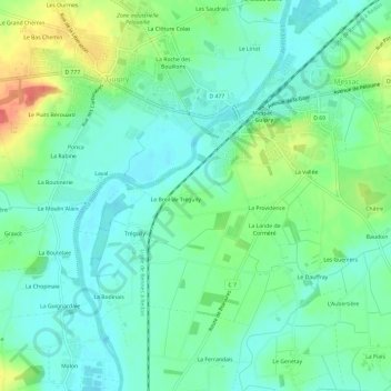 Topografische Karte Bois du Breil, Höhe, Relief