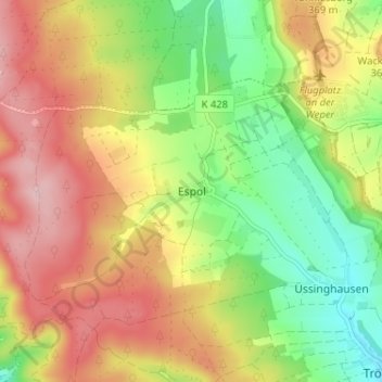 Topografische Karte Espol, Höhe, Relief