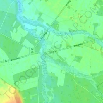 Topografische Karte Hoven, Höhe, Relief