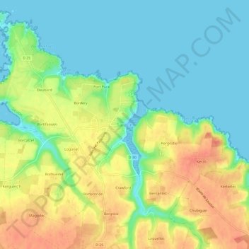 Topografische Karte Sauzon, Höhe, Relief